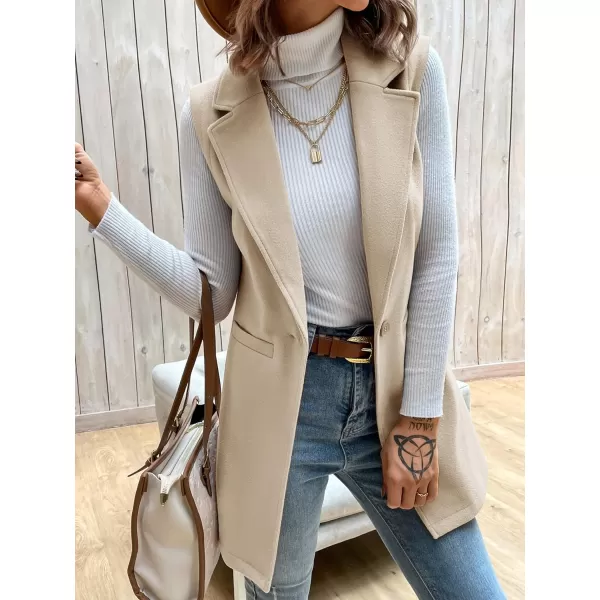 SweatyRocks Women's Elegant Sleeveless Blazer Jacket Vest Open Front Long Cardigan