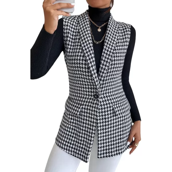 SweatyRocks Women's Elegant Sleeveless Blazer Jacket Vest Open Front Long Cardigan