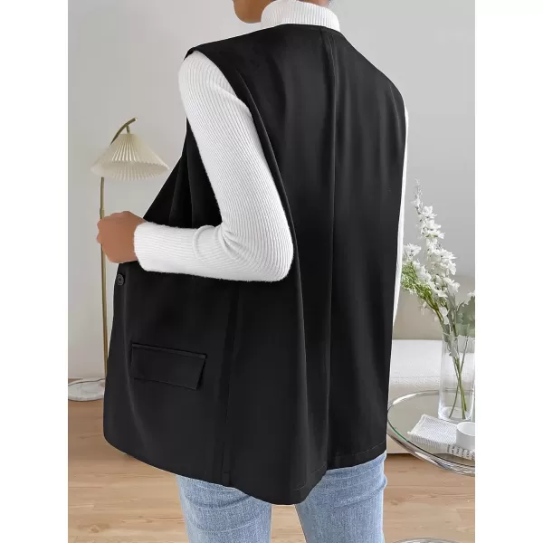 SweatyRocks Women's Elegant Sleeveless Blazer Jacket Vest Open Front Long Cardigan