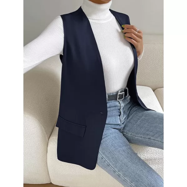 SweatyRocks Women's Elegant Sleeveless Blazer Jacket Vest Open Front Long Cardigan