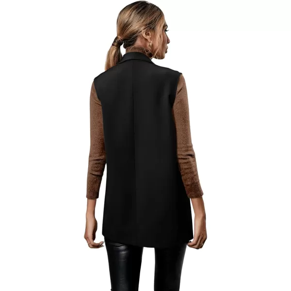 SweatyRocks Women's Elegant Sleeveless Blazer Jacket Vest Open Front Long Cardigan