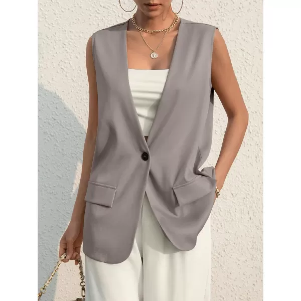 SweatyRocks Women's Elegant Sleeveless Blazer Jacket Vest Open Front Long Cardigan