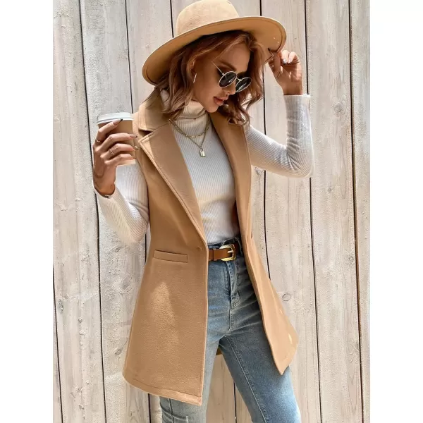 SweatyRocks Women's Elegant Sleeveless Blazer Jacket Vest Open Front Long Cardigan