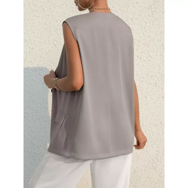 SweatyRocks Women's Elegant Sleeveless Blazer Jacket Vest Open Front Long Cardigan