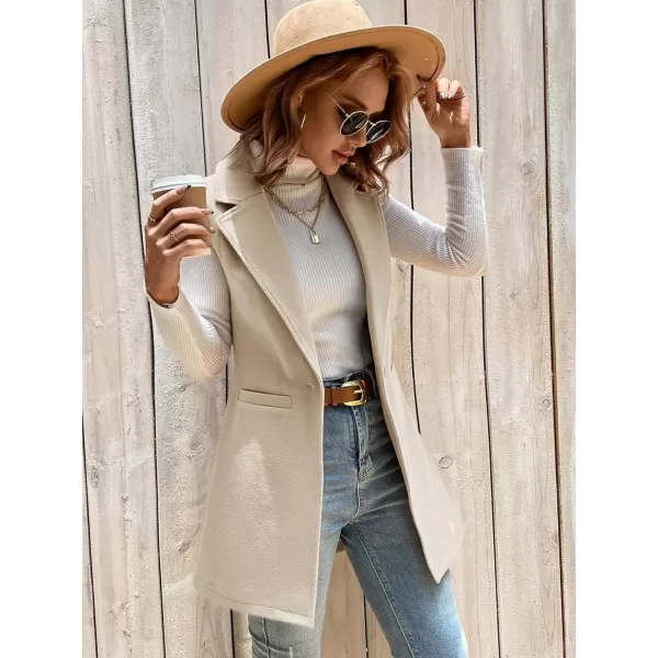 SweatyRocks Women's Elegant Sleeveless Blazer Jacket Vest Open Front Long Cardigan