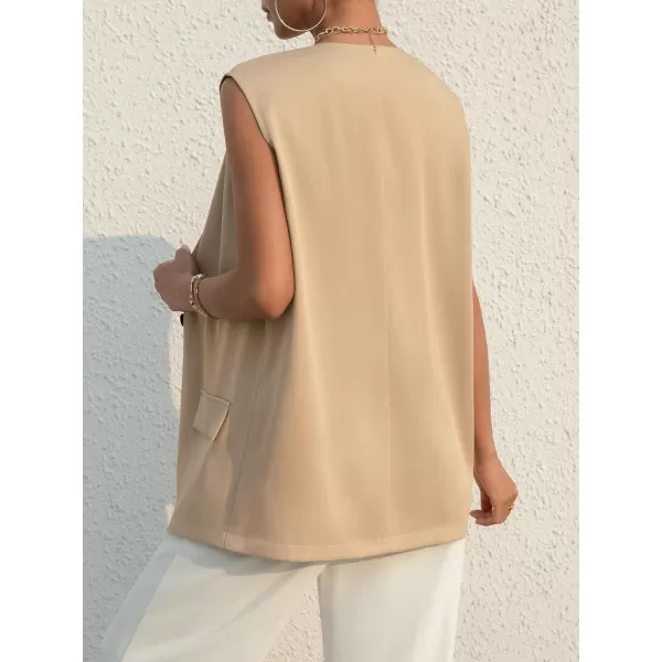 SweatyRocks Women's Elegant Sleeveless Blazer Jacket Vest Open Front Long Cardigan