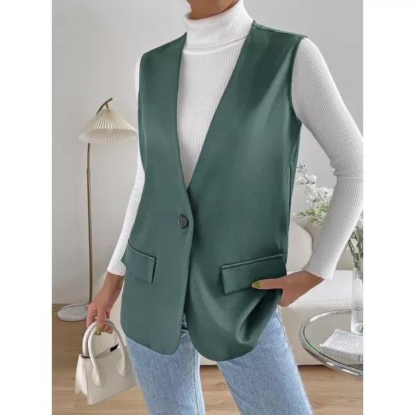 SweatyRocks Women's Elegant Sleeveless Blazer Jacket Vest Open Front Long Cardigan