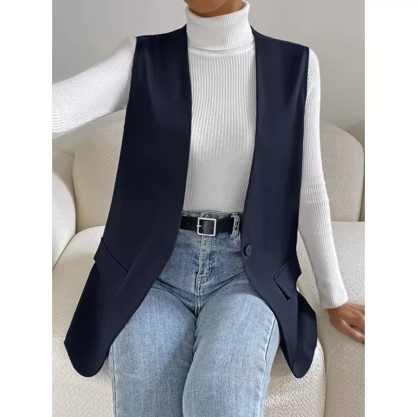 SweatyRocks Women's Elegant Sleeveless Blazer Jacket Vest Open Front Long Cardigan
