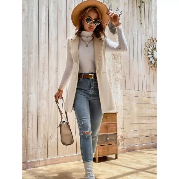 SweatyRocks Women's Elegant Sleeveless Blazer Jacket Vest Open Front Long Cardigan