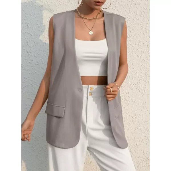 SweatyRocks Women's Elegant Sleeveless Blazer Jacket Vest Open Front Long Cardigan