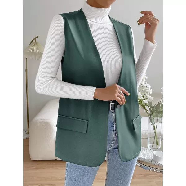 SweatyRocks Women's Elegant Sleeveless Blazer Jacket Vest Open Front Long Cardigan