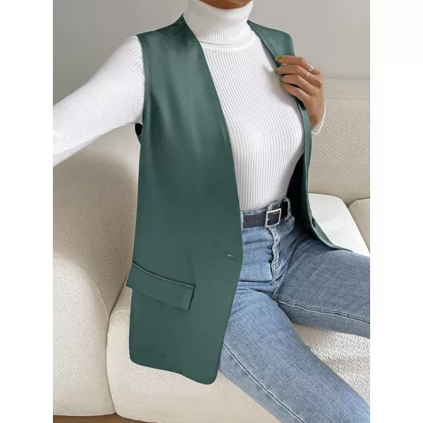 SweatyRocks Women's Elegant Sleeveless Blazer Jacket Vest Open Front Long Cardigan