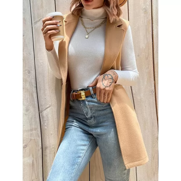 SweatyRocks Women's Elegant Sleeveless Blazer Jacket Vest Open Front Long Cardigan