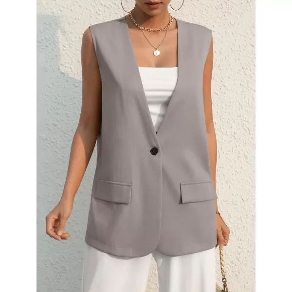 SweatyRocks Women's Elegant Sleeveless Blazer Jacket Vest Open Front Long Cardigan