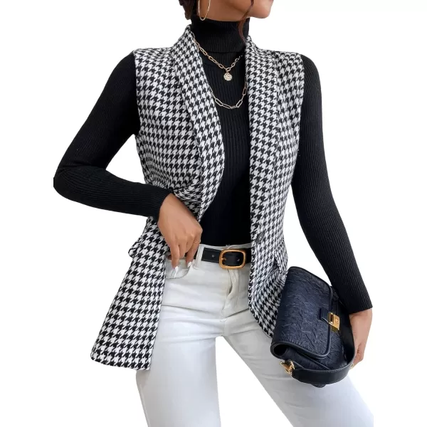 SweatyRocks Women's Elegant Sleeveless Blazer Jacket Vest Open Front Long Cardigan