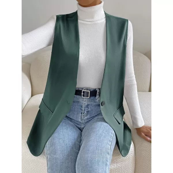 SweatyRocks Women's Elegant Sleeveless Blazer Jacket Vest Open Front Long Cardigan