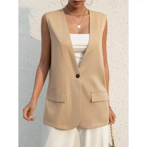 SweatyRocks Women's Elegant Sleeveless Blazer Jacket Vest Open Front Long Cardigan