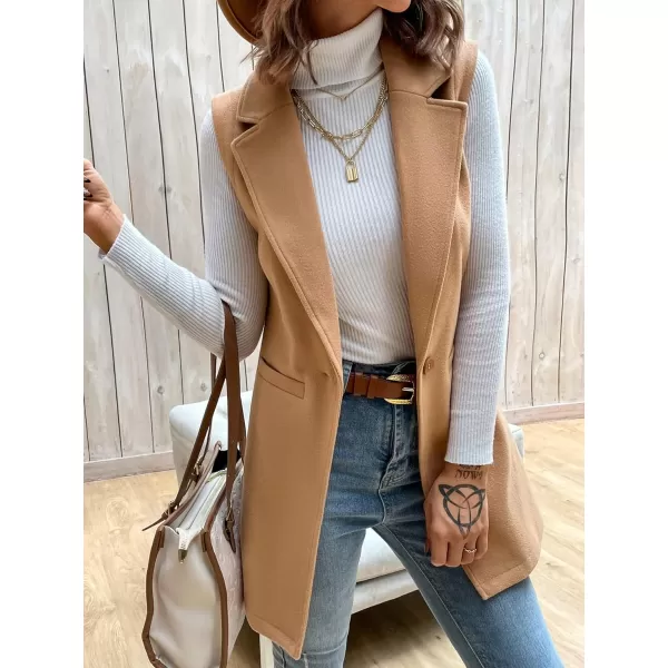 SweatyRocks Women's Elegant Sleeveless Blazer Jacket Vest Open Front Long Cardigan
