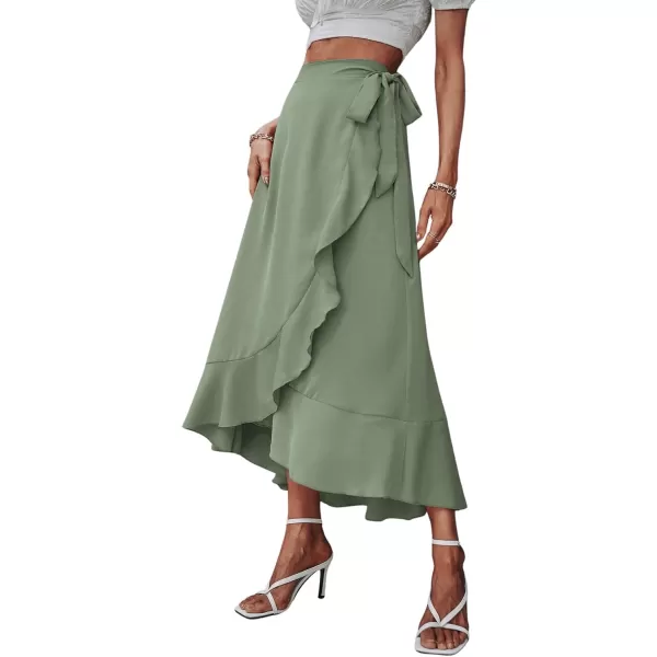SweatyRocks Women's Elegant Slit Wrap Asymmetrical High Waist Long Skirt A-line Casual Loose Draped Flowy Skirts