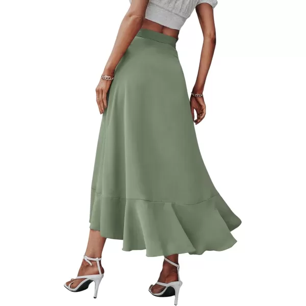 SweatyRocks Women's Elegant Slit Wrap Asymmetrical High Waist Long Skirt A-line Casual Loose Draped Flowy Skirts
