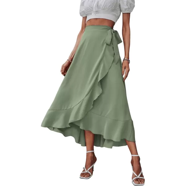SweatyRocks Women's Elegant Slit Wrap Asymmetrical High Waist Long Skirt A-line Casual Loose Draped Flowy Skirts