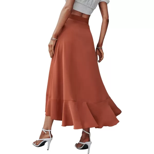SweatyRocks Women's Elegant Slit Wrap Asymmetrical High Waist Long Skirt A-line Casual Loose Draped Flowy Skirts
