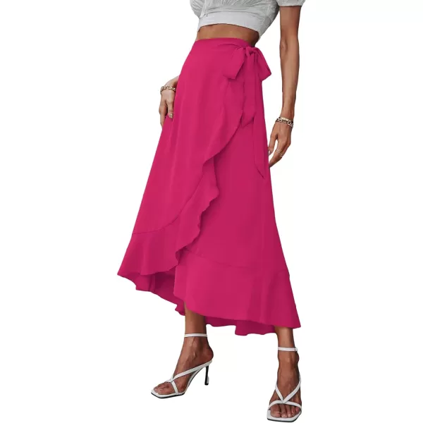 SweatyRocks Women's Elegant Slit Wrap Asymmetrical High Waist Long Skirt A-line Casual Loose Draped Flowy Skirts