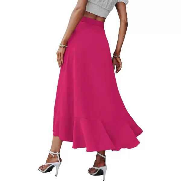 SweatyRocks Women's Elegant Slit Wrap Asymmetrical High Waist Long Skirt A-line Casual Loose Draped Flowy Skirts