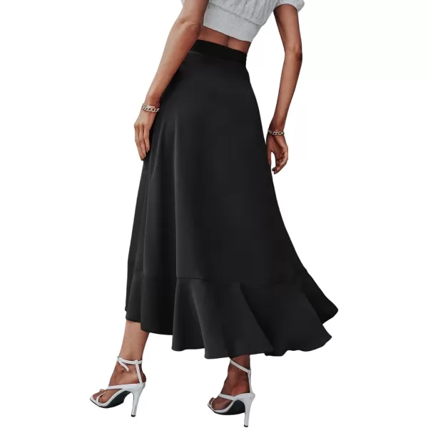 SweatyRocks Women's Elegant Slit Wrap Asymmetrical High Waist Long Skirt A-line Casual Loose Draped Flowy Skirts