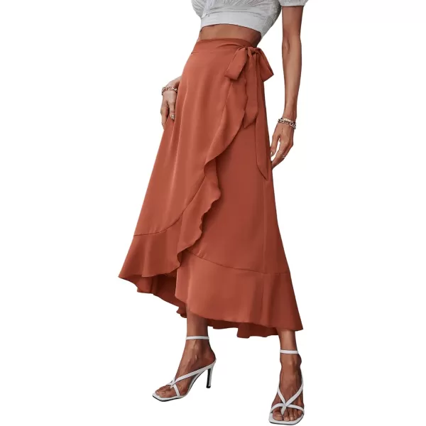 SweatyRocks Women's Elegant Slit Wrap Asymmetrical High Waist Long Skirt A-line Casual Loose Draped Flowy Skirts
