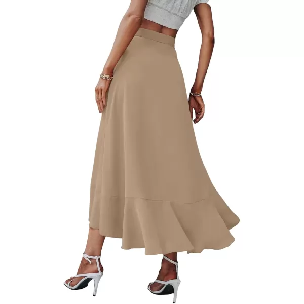 SweatyRocks Women's Elegant Slit Wrap Asymmetrical High Waist Long Skirt A-line Casual Loose Draped Flowy Skirts