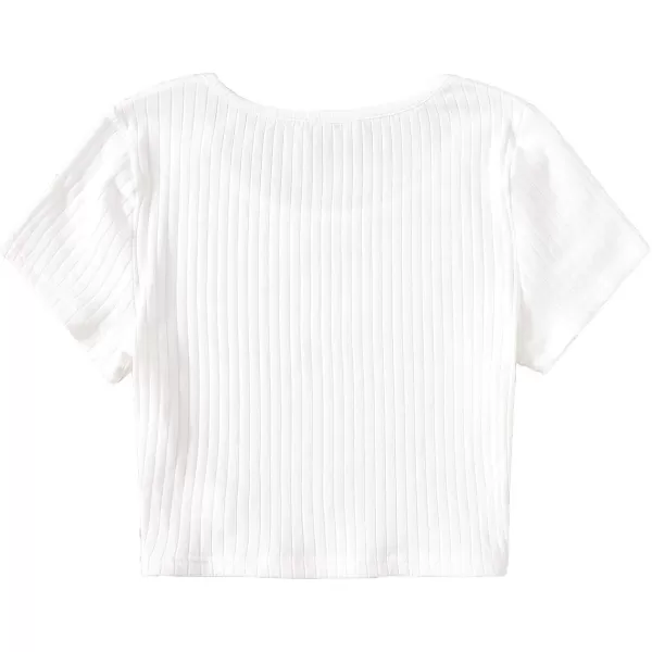 SweatyRocks Women's Embroidered Crop Top Short Sleeve T Shirt