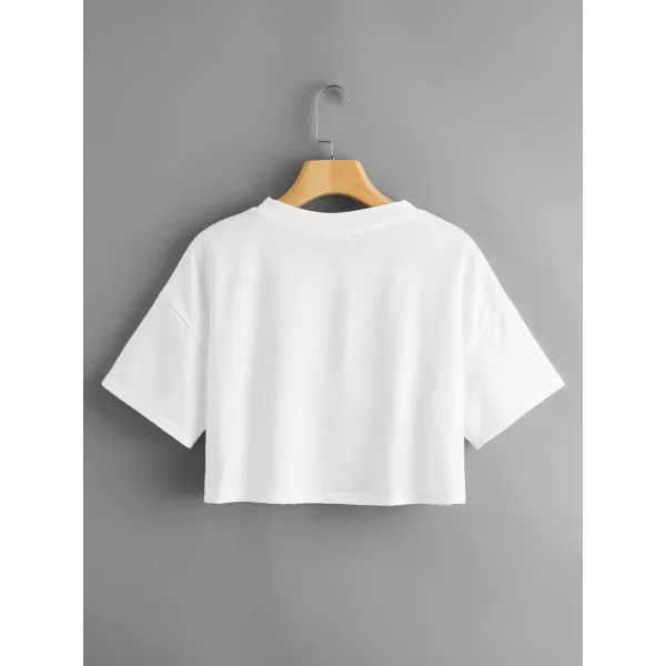 SweatyRocks Women's Embroidered Crop Top Short Sleeve T Shirt