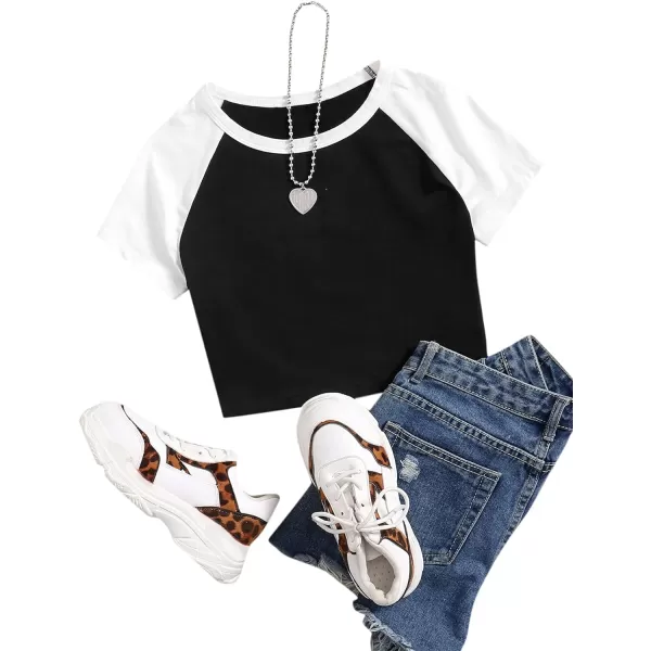 SweatyRocks Women's Embroidered Crop Top Short Sleeve T Shirt