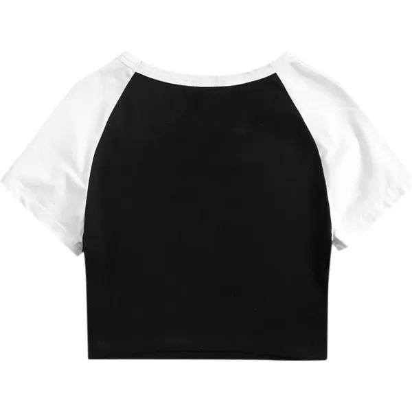 SweatyRocks Women's Embroidered Crop Top Short Sleeve T Shirt