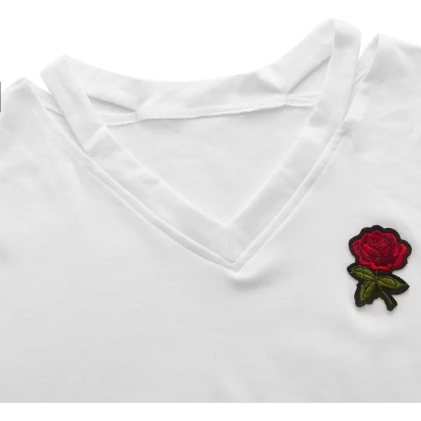 SweatyRocks Women's Embroidered Crop Top Short Sleeve T Shirt