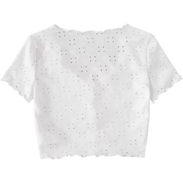 SweatyRocks Women's Embroidered Crop Top Short Sleeve T Shirt