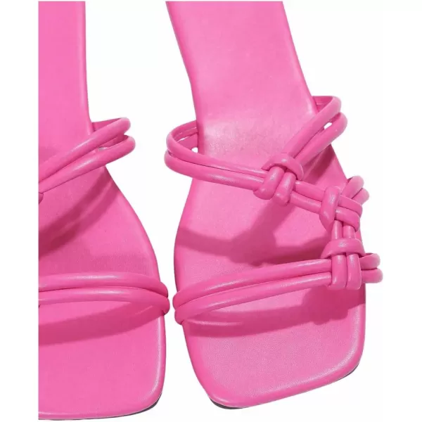 SweatyRocks Women's Faux Leather Square Toe Flat Sandals Slip On Outdoor Slide Sandals