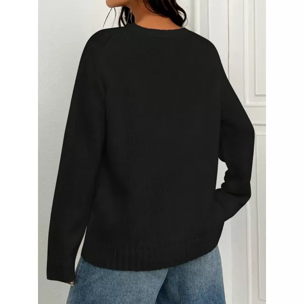 SweatyRocks Women's Flag Pattern Long Sleeve Round Neck Sweater Casual Loose Pullover Sweater