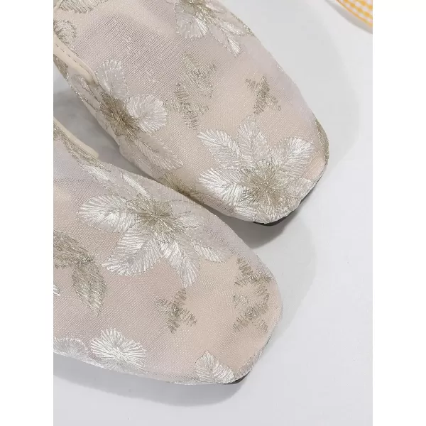 SweatyRocks Women's Floral Print Square Toe Flat Sandals Outdoor Mesh Slides Sandals