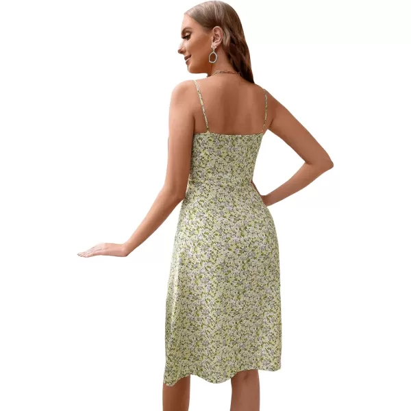 SweatyRocks Women's Floral Spaghetti Strap Cami Dress Tie Front Slit Thigh Mini Dress