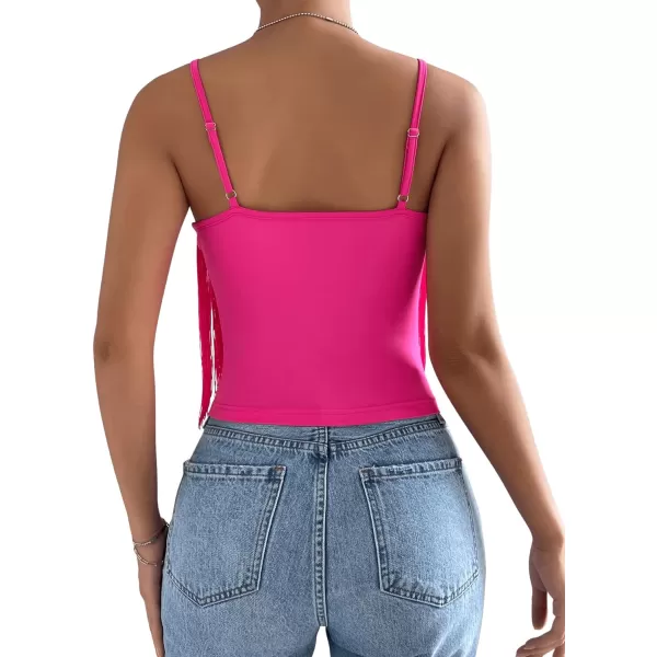 SweatyRocks Women's Fringe Sleeveless Boho Tassel Tank Top Slim Fit Cami Halter Tops
