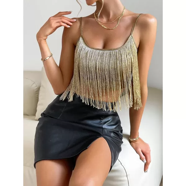 SweatyRocks Women's Fringe Sleeveless Boho Tassel Tank Top Slim Fit Cami Halter Tops