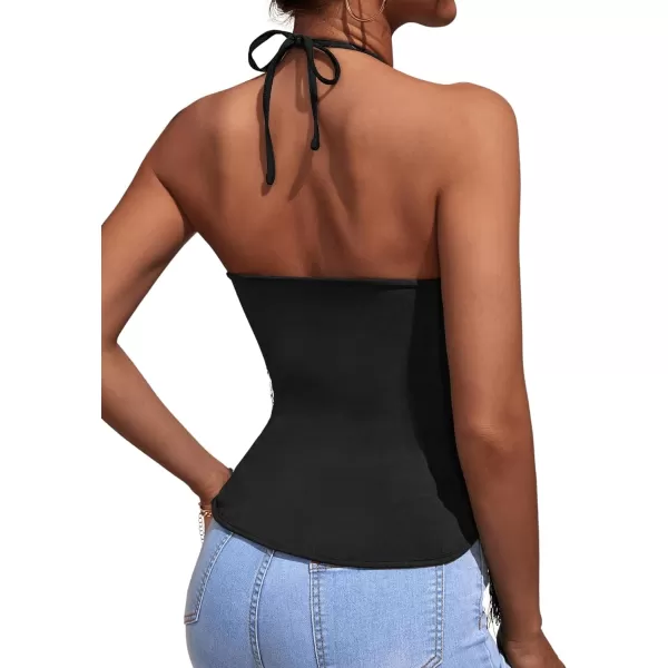 SweatyRocks Women's Fringe Sleeveless Boho Tassel Tank Top Slim Fit Cami Halter Tops