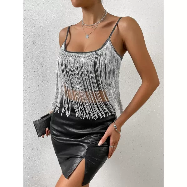 SweatyRocks Women's Fringe Sleeveless Boho Tassel Tank Top Slim Fit Cami Halter Tops