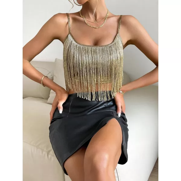 SweatyRocks Women's Fringe Sleeveless Boho Tassel Tank Top Slim Fit Cami Halter Tops