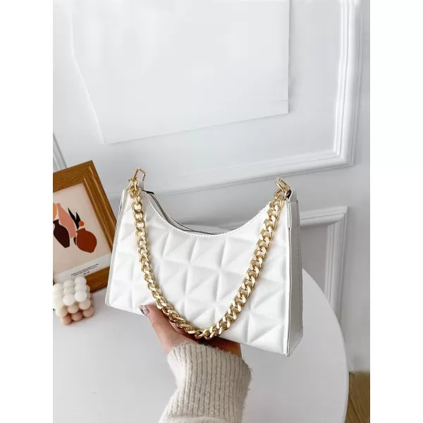 SweatyRocks Women's Geo Quilted Detail Handbag Small Shoulder Handbags Solid Clutch Purse Square Bags