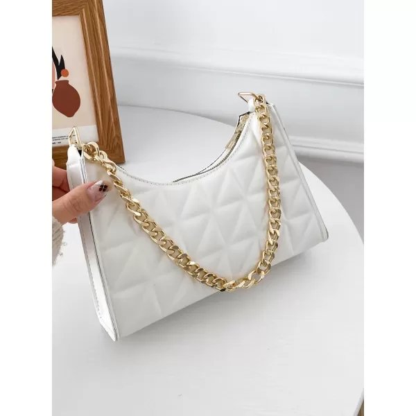 SweatyRocks Women's Geo Quilted Detail Handbag Small Shoulder Handbags Solid Clutch Purse Square Bags