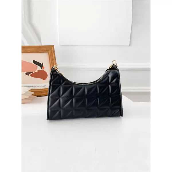 SweatyRocks Women's Geo Quilted Detail Handbag Small Shoulder Handbags Solid Clutch Purse Square Bags