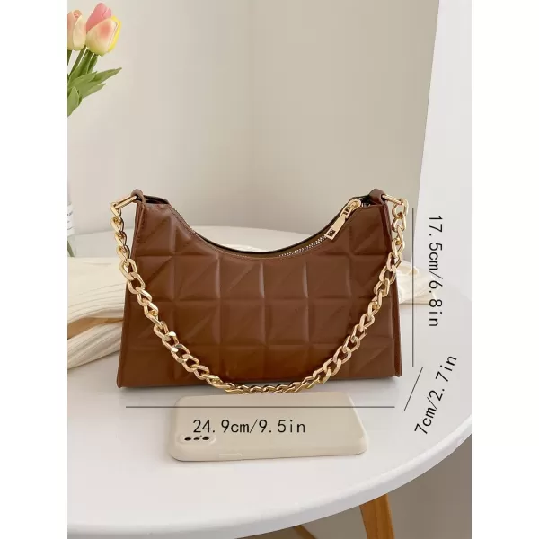 SweatyRocks Women's Geo Quilted Detail Handbag Small Shoulder Handbags Solid Clutch Purse Square Bags